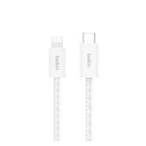 Belkin - BoostCharge USB-C Cable Braided Cable 1.5 Meter - with Lightning Connector 2-Pack - White (Ecom - Brown Packaging)