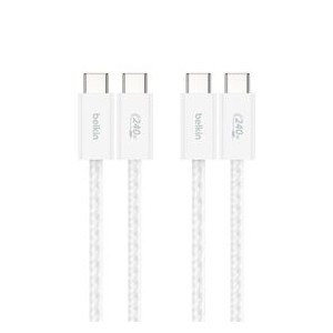 Belkin - BoostCharge - USB-C to USB-C Braided Cable - 1.5 Meters - 240 Watt Cable - 2 Pack - White