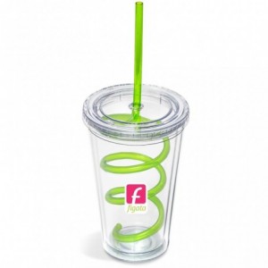 Malibu 470ml Double-Wall Acrylic Tumbler with Twisty Straw