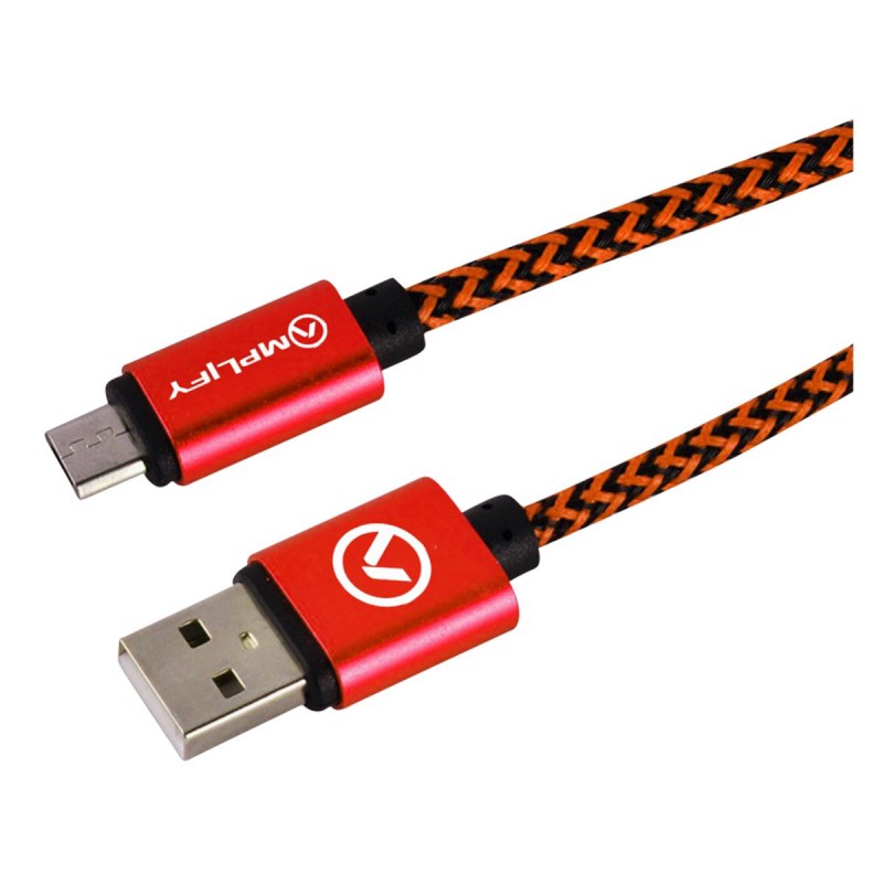 Amplify Pro Linked Series Micro USB Braided Cable – 2m – Black/Red