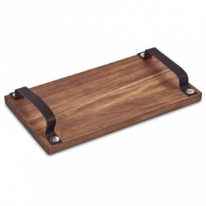 Serendipio Farm Style Wooden Tray with Leather Straps