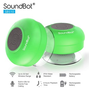 SoundBot SB510 HD Portable Water Resistant Bluetooth 3.0 Speaker with Built-in Mic - Green