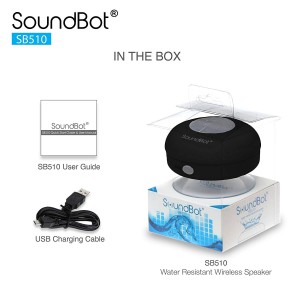 SoundBot SB510 HD Portable Water Resistant Bluetooth 3.0 Speaker with Built-in Mic - Black