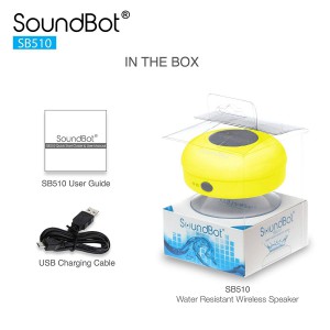 SoundBot SB510 HD Portable Water Resistant Bluetooth 3.0 Speaker with Built-in Mic - Yellow