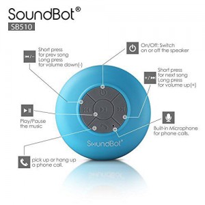 SoundBot SB510 HD Portable Water Resistant Bluetooth 3.0 Speaker with Built-in Mic - Blue