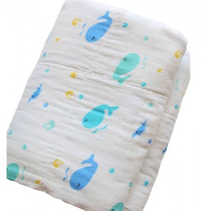Baby Muslin Blanket- Whales