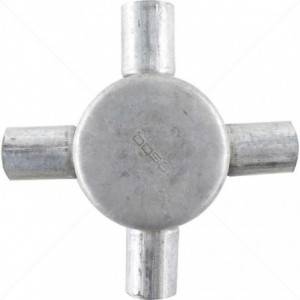 Conduit Bosal 20mm 4-Way Galvanised Box with Lid and Screws