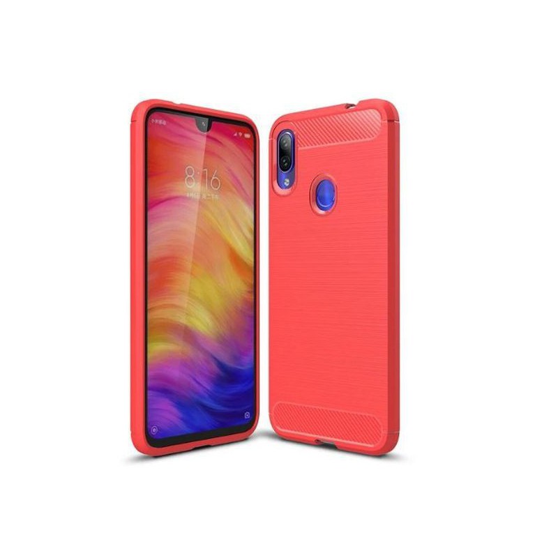 Tuff-Luv Carbon Fibre Style Shockproof Case Xiaomi Redmi 7 - Red