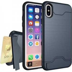 Tuff-Luv Shockproof Dual Layer Armour Case (with Stand & Card slot)  for Apple iPhone XR - Navy Blue