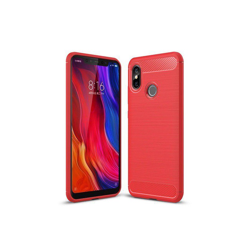 Tuff-Luv Carbon Fibre Style Case Xiaomi Mi 8 - Red 