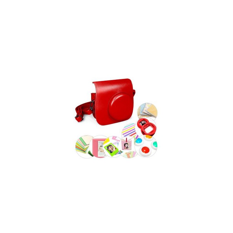 Tuff-Luv 9 in 1 Instax Mini 8 Instant Film Camera Accessories Bundles - Red