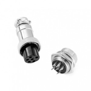 M16 6W MINI-MIC-PLUG And Socket Connector Set - Debulk GX16-A-6PS