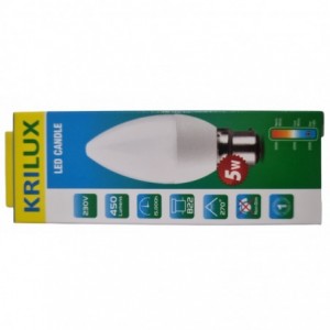 Krilux 5W B22 Daylight 6000K Candle LED Light Bulb
