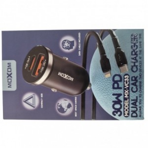 Moxom MX-VC33 Car Charger with Type-C- USB- and iOS Cable