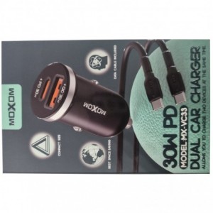 Moxom MX-VC33 Car Charger with Type-C and USB and Type-C Cable