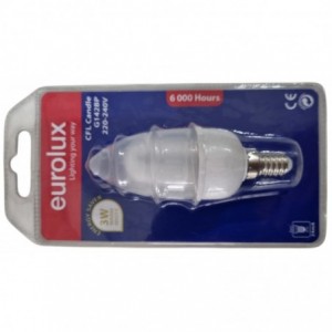 Eurolux E14 Candle CFL 3W Warm White (Discontinued)