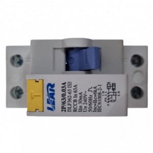 Earth leakage+overload dIN rail 2p 63A Lear