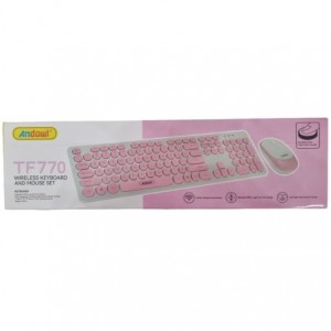Andowl Wireless Keyboard and Mouse Combo - Full Pink