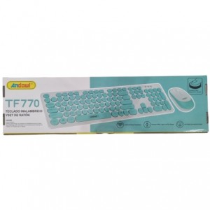 Andowl Wireless Keyboard and Mouse TF770 Full Turquoise