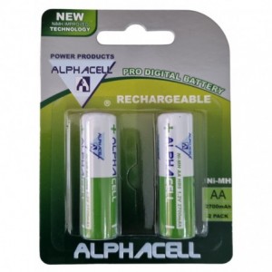 NiMH AA 2-Pack 2700mAh HR6 Rechargeable Batteries