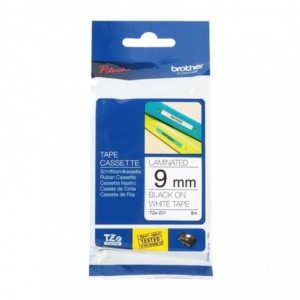 Brother TZE-221 9mm Black-on-White Laminated Tape (8m)