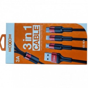 CABLE - CHARGING MOXOM 3 in1 - CC53 - 3A BLACK