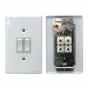 White Steel Dual Lever Light Switch Cover
