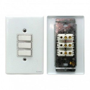 Steel Light Switch Cover White 3 Lever