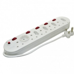 10 Way Multiplug 5x 3-Pin 16amp + 4x 2-Pin 5amp + 1x Shuko 5amp + 5x Switches