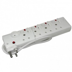 9-Way Multiplug - with 4 ON/OFF Switches (White)