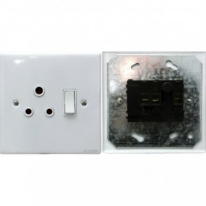 SWITCH WALL SOCKET SINGLE4X4-(Steel cover white)