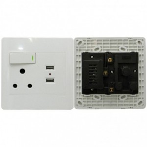 SWITCH WALL SOCKET SINGLELUXURY(16a+2x2.1A USB)