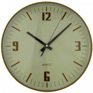 Casey Wall Clock - Pine Woodgrain Outer Rim With Beige Background