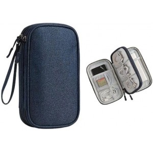 Tuff-Luv - Essential WaterProof Travel Charger/PowerBank and Cable Organizer - Navy Blue