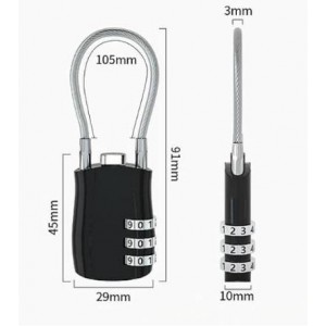 Tuff-Luv - TSA 3-Digit Combination Lock for Bags/BackPacks/Rollers - Set of 2 Locks - Black/Silver