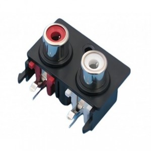Dual Rca Socket 2W Pcb Plate R/A K27663 1RD+1WT R/A