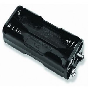 BATTERY HOLDER 4xAAA CLIP/SNAP BLACK BH-443B
