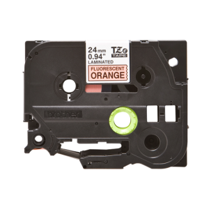 Brother TZE B51 Fluorescent Black on Fluorescent Orange Labelling Tape – 	24mm Black on Orange Fluorescent 5m
