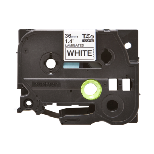 Brother TZE 261 Black on White Labelling Tape – 36mm Black on White 8m