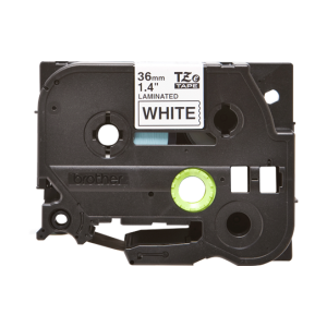 Brother TZE 261 Black on White Labelling Tape – 36mm Black on White 8m