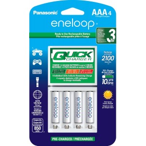 Eneloop Panasonic  Advanced Individual Battery Quick Charger | K-KJ55M3A4BA | Includes 4 AAA Rechargeable Batteries
