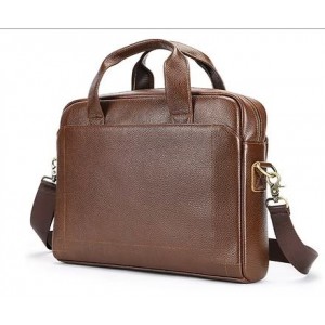 TUFF-LUV Genuine Leather Laptop Bag - Fits Laptops 13"-14" - Dark Brown Leather (5056560417982)