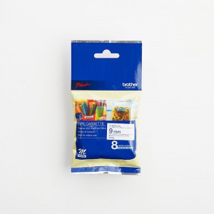 Brother 9mm Blue on White Non-Laminated Tape