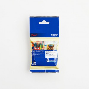 Brother 12mm Blue on White Non-Laminated Tape