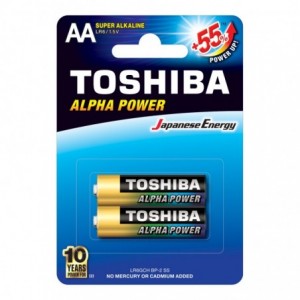 Toshiba Alpha Power Alkaline AA Batteries - 2 Pack