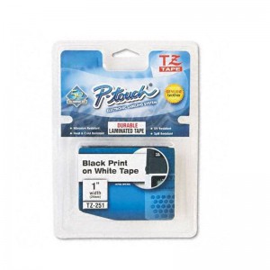 Compatible Brother TZ251 1" P-Touch TZ Laminated Tape, White