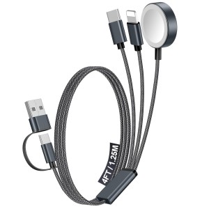 3-in-1 Retractable Charging Cable with Apple Watch Charger | Charge Your iPhone- Apple Watch &amp; USB-C Devices - All from One Compact Cable
