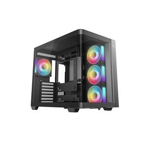 DeepCool CG530U 4F ATX Mid-Tower Case Curved Glass Panoramic Design- 4X ARGB Fans Included- Dual-Chamber High Airflow- USB-C Port- Supports 410mm GPU and 360mm Radiator – Black Colour