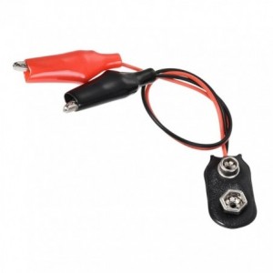 9VOLT BATTERY CLIP TO CROC CLIP CABLE RED &amp; BLACK LEAD-004