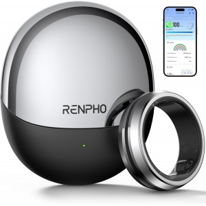 RENPHO LYNX Smart Ring | Silver | Advanced Sleep- Health &amp; Activity Tracker with Charging Case | Wear Your Wellness - Powerful Health Tracking in a Lightweight Smart Ring